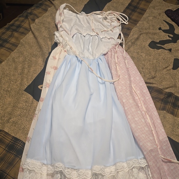 Boho Patchwork Lace Maxi Dress - Pink, Blue, Cream Never Worn Medium Brand New - Picture 4 of 4